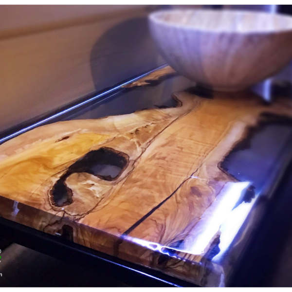 Olive Tree and Epoxy Resin Bathroom Countertop